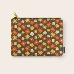 1970s flowers brown and orange Carry All Pouch