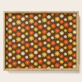 1970s flowers brown and orange Serving Tray