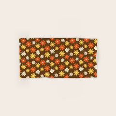 1970s flowers brown and orange Bath Towel