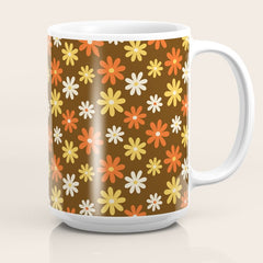 1970s flowers brown and orange Coffee Mug