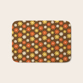 1970s flowers brown and orange Bath Mat