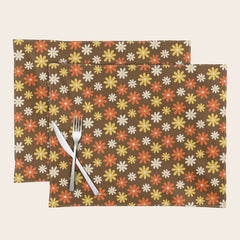 1970s flowers brown and orange Placemat
