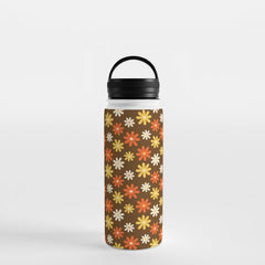1970s flowers brown and orange Water Bottle