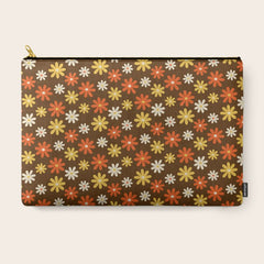 1970s flowers brown and orange Carry All Pouch