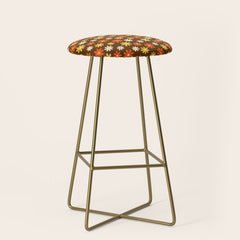 1970s flowers brown and orange Stool