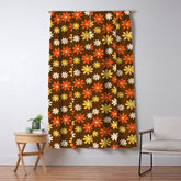 1970s flowers brown and orange Window Curtain