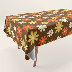 1970s flowers brown and orange Tablecloth