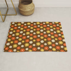 1970s flowers brown and orange Rug
