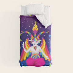 1997 Neon Rainbow Baphomet Duvet Cover