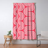 70s Throwback Wavy Stripes Pattern Window Curtain