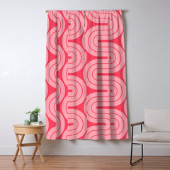 70s Throwback Wavy Stripes Pattern Window Curtain