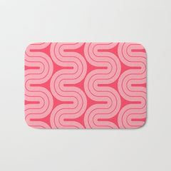 70s Throwback Wavy Stripes Pattern Bath Mat