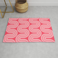 70s Throwback Wavy Stripes Pattern Rug