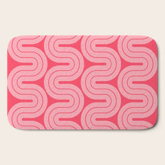 70s Throwback Wavy Stripes Pattern Bath Mat