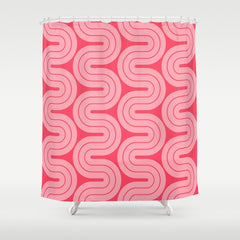 70s Throwback Wavy Stripes Pattern Shower Curtain