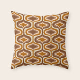 70s mod fabric repeat, orange and browns Throw Pillow