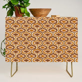 70s mod fabric repeat, orange and browns Credenza