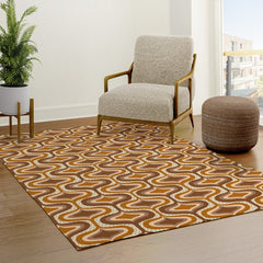 70s mod fabric repeat, orange and browns Rug