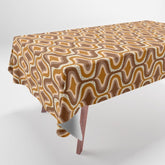 70s mod fabric repeat, orange and browns Tablecloth