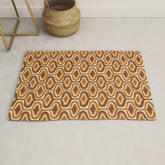 70s mod fabric repeat, orange and browns Rug