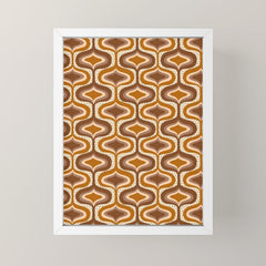 70s mod fabric repeat, orange and browns Mini Art Print
