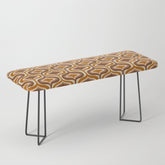 70s mod fabric repeat, orange and browns Bench