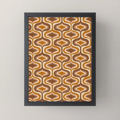 70s mod fabric repeat, orange and browns Mini Art Print