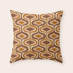 70s mod fabric repeat, orange and browns Throw Pillow