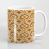 70s mod fabric repeat, orange and browns Coffee Mug