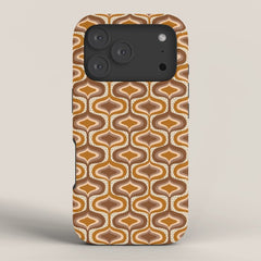 70s mod fabric repeat, orange and browns iPhone Case