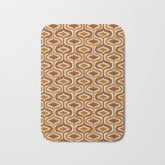 70s mod fabric repeat, orange and browns Bath Mat