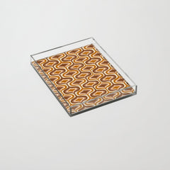 70s mod fabric repeat, orange and browns Acrylic Tray