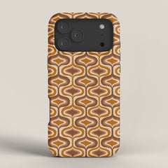 70s mod fabric repeat, orange and browns iPhone Case