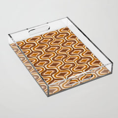70s mod fabric repeat, orange and browns Acrylic Tray