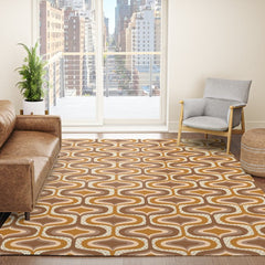 70s mod fabric repeat, orange and browns Rug