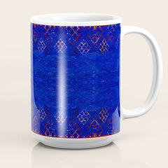 -A5- Royal Calm Blue Bohemian Moroccan Artwork. Coffee Mug