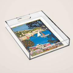 1926 FRANCE Summer On The Cote D'Azur Travel Poster Acrylic Tray
