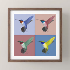 05 Blue, Red, Green, Yellow Hummingbird Mini Art Print
