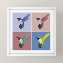 05 Blue, Red, Green, Yellow Hummingbird Mini Art Print