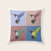 05 Blue, Red, Green, Yellow Hummingbird Throw Pillow