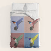 05 Blue, Red, Green, Yellow Hummingbird Comforter