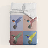 05 Blue, Red, Green, Yellow Hummingbird Duvet Cover