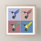 05 Blue, Red, Green, Yellow Hummingbird Mini Art Print
