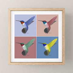 05 Blue, Red, Green, Yellow Hummingbird Mini Art Print