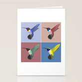 05 Blue, Red, Green, Yellow Hummingbird Stationery Card
