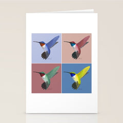 05 Blue, Red, Green, Yellow Hummingbird Stationery Card
