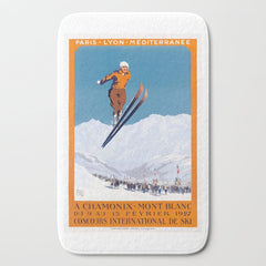 1927 Chamonix - Mont Blanc France Ski Championship Poster Bath Mat