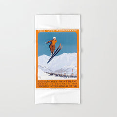 1927 Chamonix - Mont Blanc France Ski Championship Poster Bath Towel