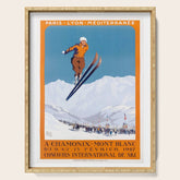 1927 Chamonix - Mont Blanc France Ski Championship Poster Serving Tray
