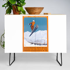 1927 Chamonix - Mont Blanc France Ski Championship Poster Credenza